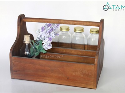 Khay gỗ xách tay picnic lớn